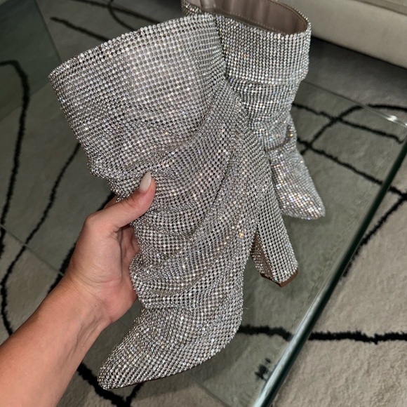 Silver Rhinestone Ankle Booties - Picture 3 of 3